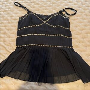 The Kooples Black Camisole with Gold Accents